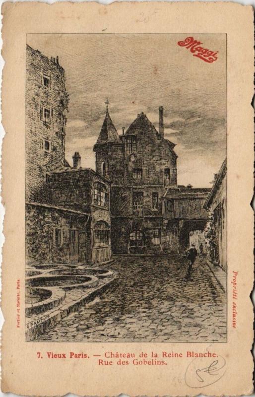 Carte postale ancienne Paris 13e - 7. Chateau de la Reine Blanche Rue des Gobelins à Paris 13e