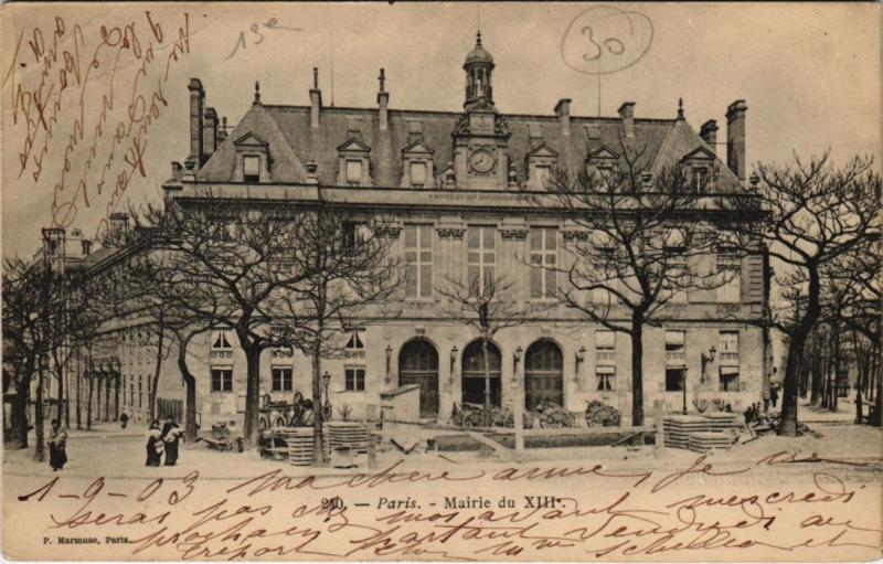Carte postale ancienne Mairie du XIIIe à Paris 13e