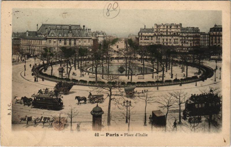 Carte postale ancienne Paris 13e - 42. Place d'Italie à Paris 13e