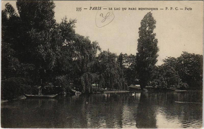 Carte postale ancienne Le Lac du Parc Montsouris à Paris 14e
