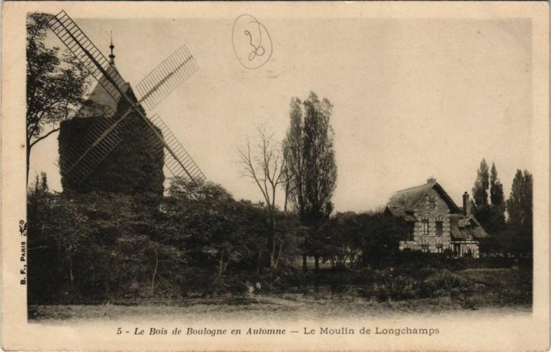 Carte postale ancienne Le Bois de Boulogne en Automne — Le Moulin de Longchamps à Paris 16e