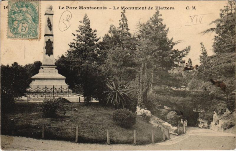 Carte postale ancienne Le Parc Montsouris - Le Monument de Flatters à Paris 14e