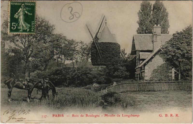 Carte postale ancienne Bois de Boulogne - Moulin de Longchamp à Paris 16e