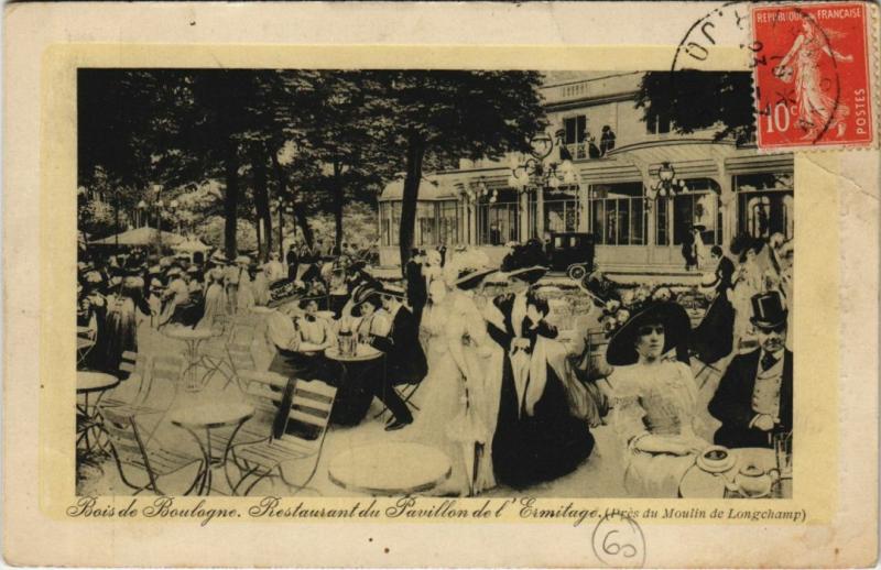 Carte postale ancienne Bois de Boulogne - Restaurant du Pavillon de l'Ermitage à Paris 16e