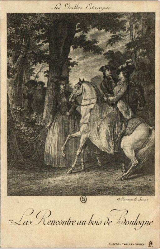 Carte postale ancienne La Rencontre au bois de Boulogne à Paris 16e