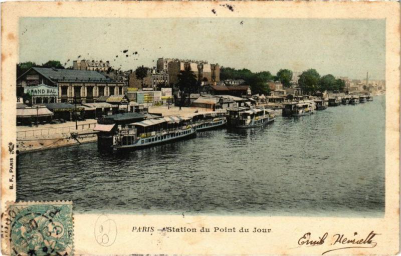 Carte postale ancienne Station du Point du Jour à Paris 15e