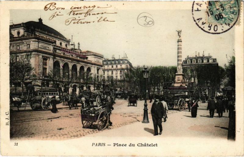 Carte postale ancienne Paris 1e - Place du Chatelet à Paris 1er