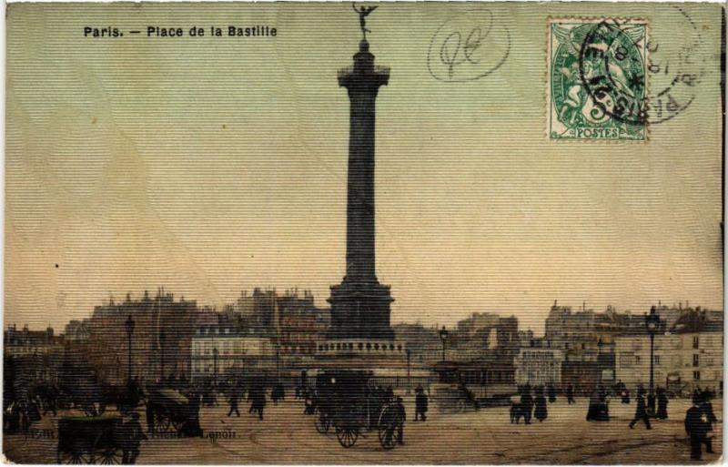 Carte postale ancienne Paris 11e - Place de la Bastille à Paris 11e