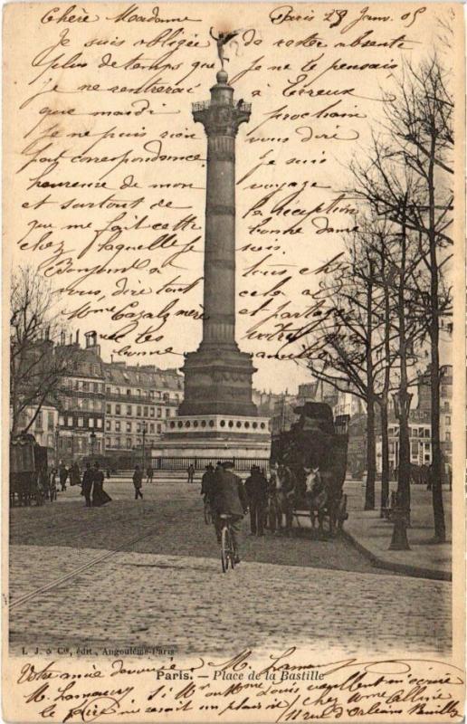 Carte postale ancienne Paris 11e - Place de la Bastille à Paris 11e