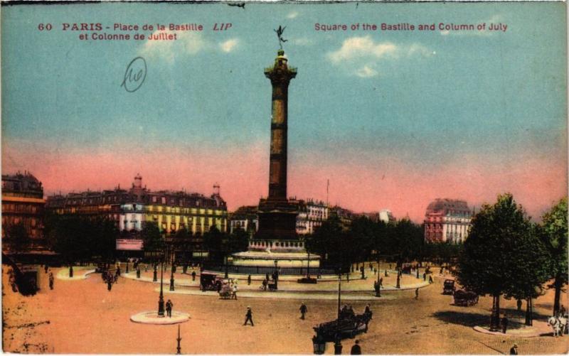 Carte postale ancienne Paris 12e - Place de la Bastille à Paris 12e