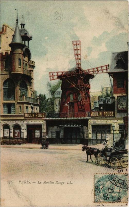 Carte postale ancienne Le Moulin Rouge (Place Blanche) à Paris 9e