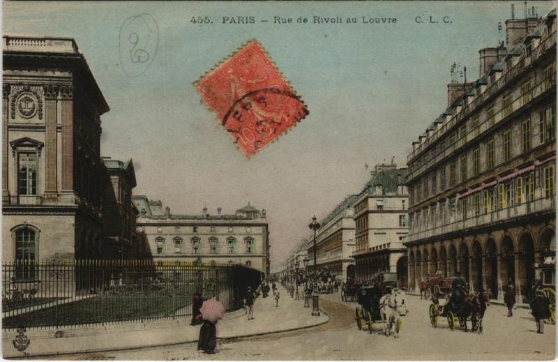 Carte postale ancienne Paris 4e - Rue de Rivoli au Louvre à Paris 4e