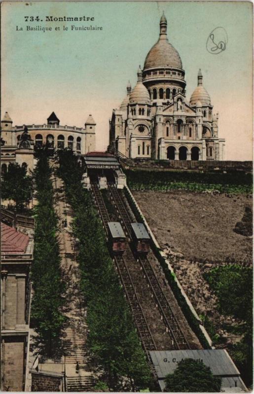 Carte postale ancienne Montmartre - La Basilique et le Funiculaire à Paris 18e