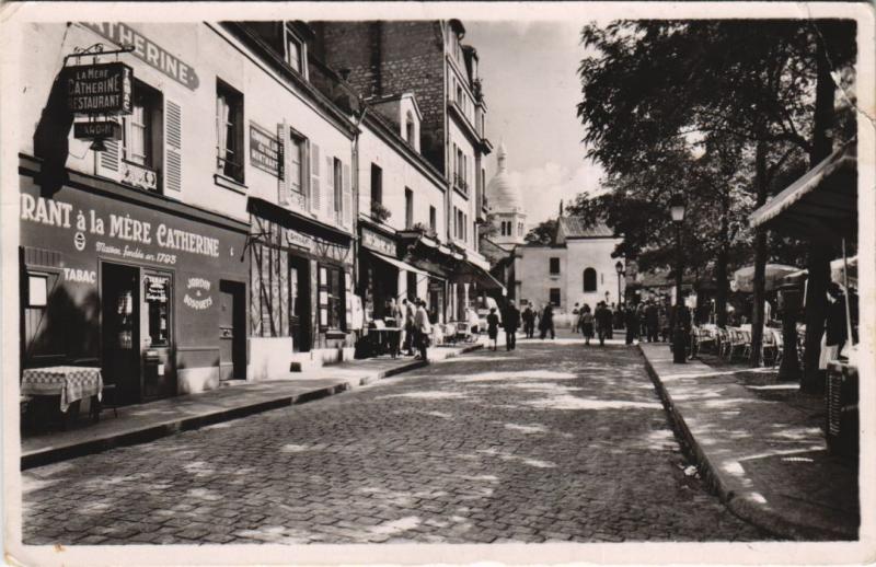 Carte postale ancienne Paris - La Basilique de Sacré-Coeur et le Place du Tertre à Paris