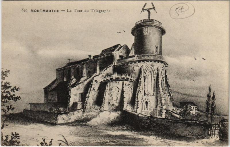 Carte postale ancienne Montmartre - La Tour du Télégraphe à Paris 18e