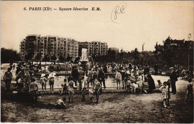 Carte postale ancienne Square Séverine à Paris 20e