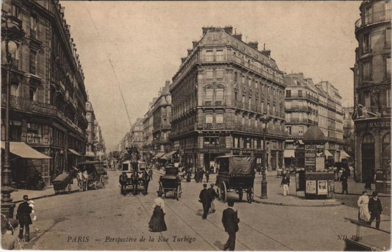 Carte postale ancienne Paris - Perspective de la Rue Turbigo à Paris