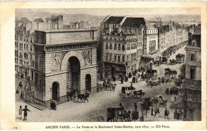 Carte postale ancienne Ancien Paris - La Porte et le Boulevard Saint-Martin