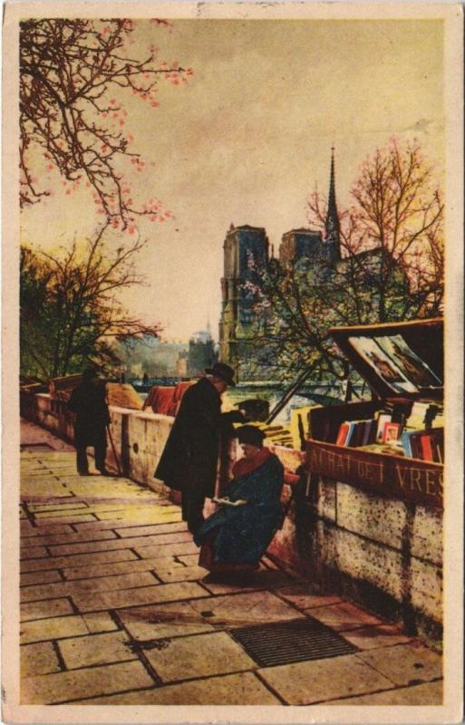 Carte postale ancienne Paris - Bouquinistes at Notre-Dame à Paris