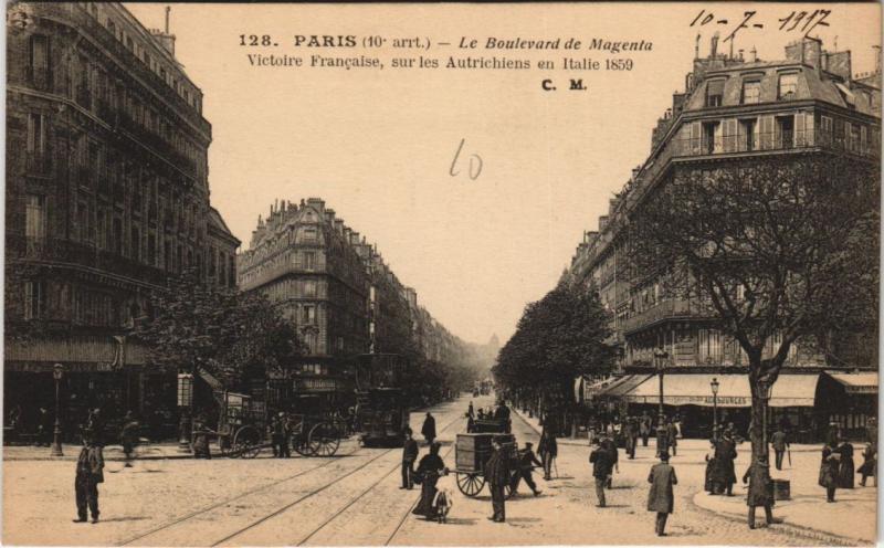 Carte postale ancienne Paris - Le Boulevard de Magenta à Paris