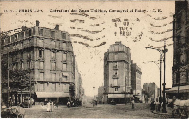 Carte postale ancienne Paris 13e - Carrefour des Rues Tolbiac à Paris 13e