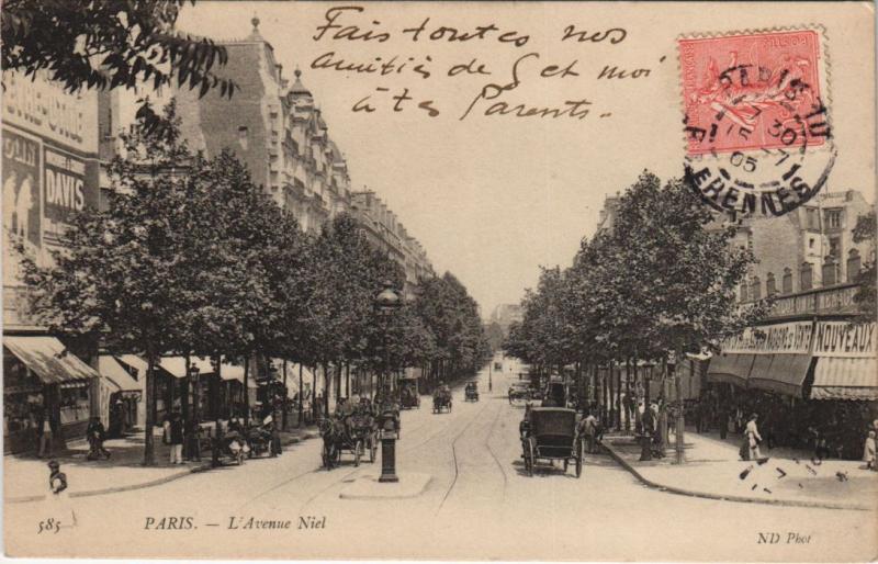 Carte postale ancienne Paris - L'Avenue Niel à Paris