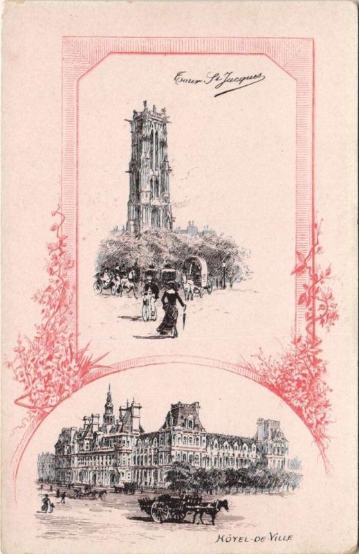 Carte postale ancienne Paris - Motel de Ville à Paris