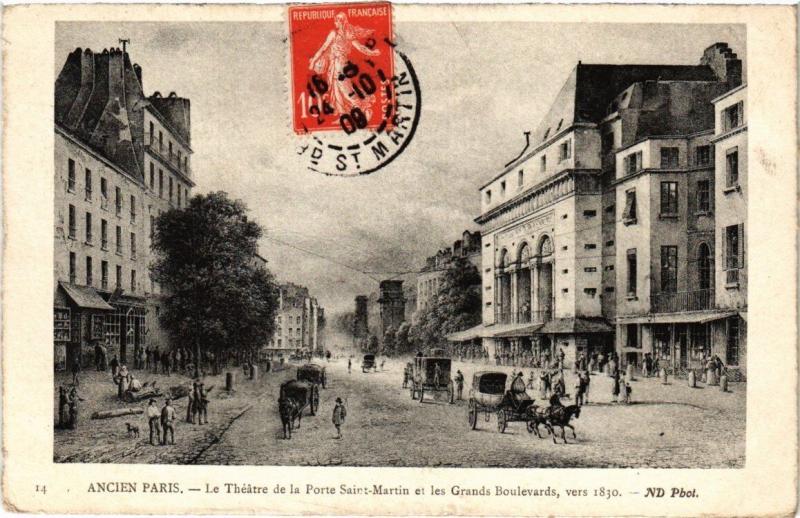 Carte postale ancienne Paris 3e - Ancien Paris - Le Theatre de la Porte-Martin à Paris 3e