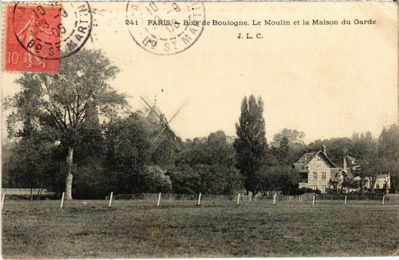 Carte postale ancienne Bois de Boulogne - Le Moulin et la Maison du Garde à Paris 16e