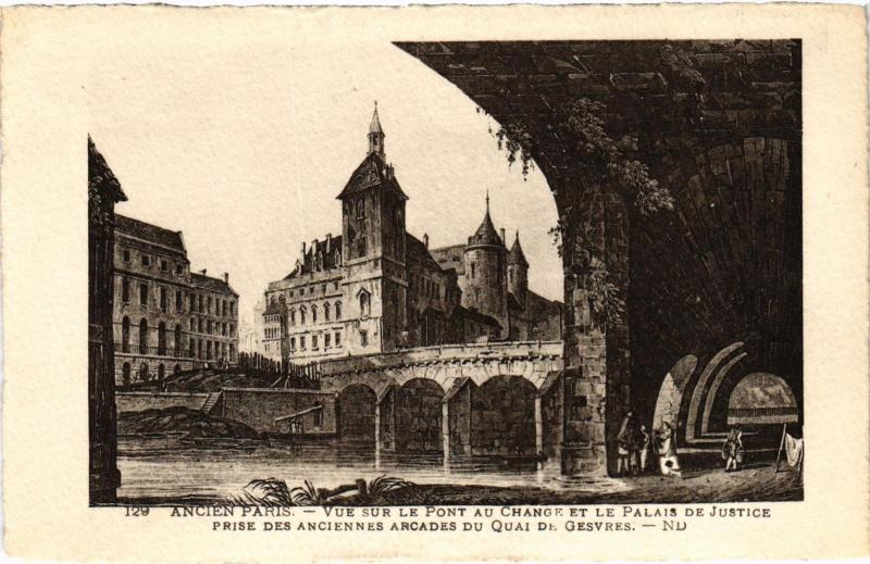Carte postale ancienne Ancien Paris - Vue sur le Pont au Change