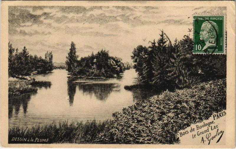 Carte postale ancienne Bois de Boulogne - Le Grand Lac à Paris 16e
