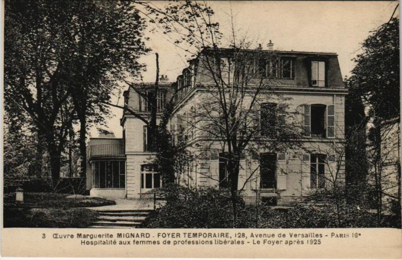 Carte postale ancienne Oeuvre de Marguerite Mignard - Foyer temporaire - Hospitalité aux femmes de professions libérales - Le Foyer après 1925 à Paris 16e