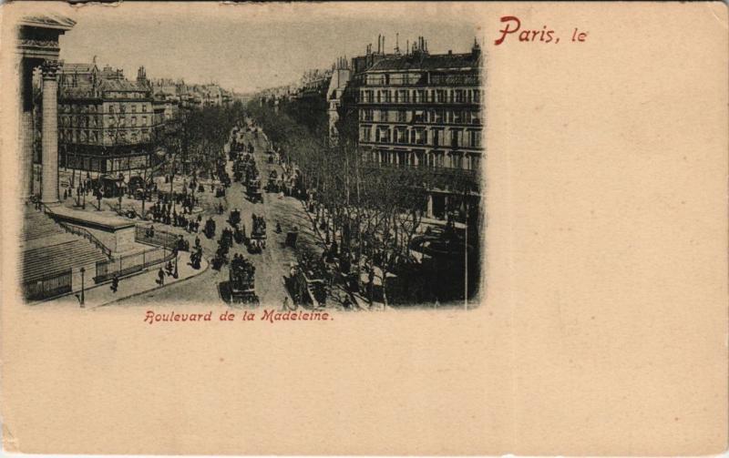 Carte postale ancienne Paris 1e - Boulevard de la Madeleine à Paris 1er