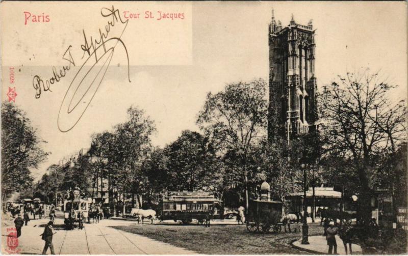 Carte postale ancienne Paris 3e - Tour St. Jacques à Paris 3e