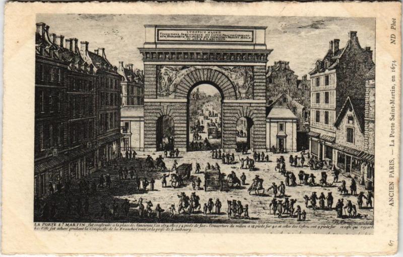 Carte postale ancienne Paris 3e - La Porte Saint-Martin à Paris 3e