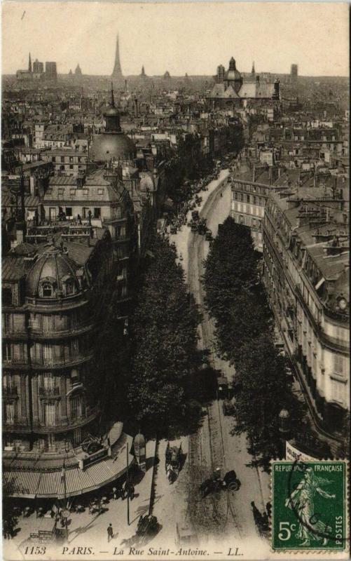 Carte postale ancienne Paris 3e - La rue Saint-Antoine à Paris 3e