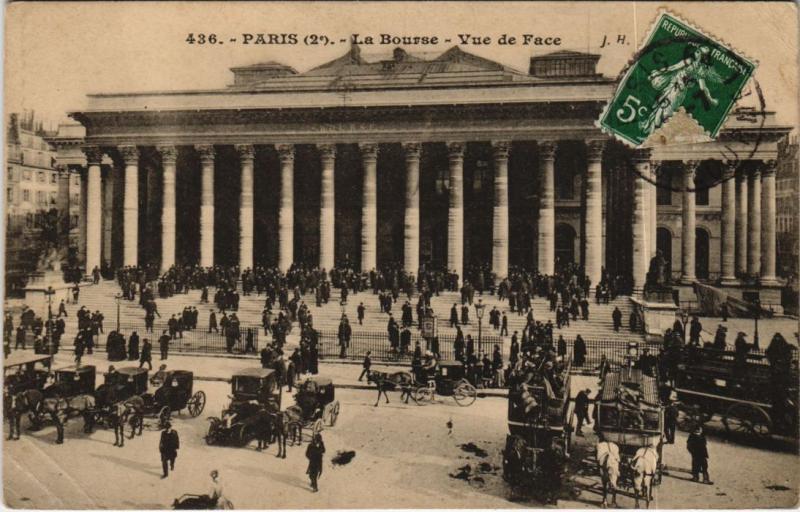 Carte postale ancienne Paris 2e - La Bourse - Vue de Face à Paris 2e