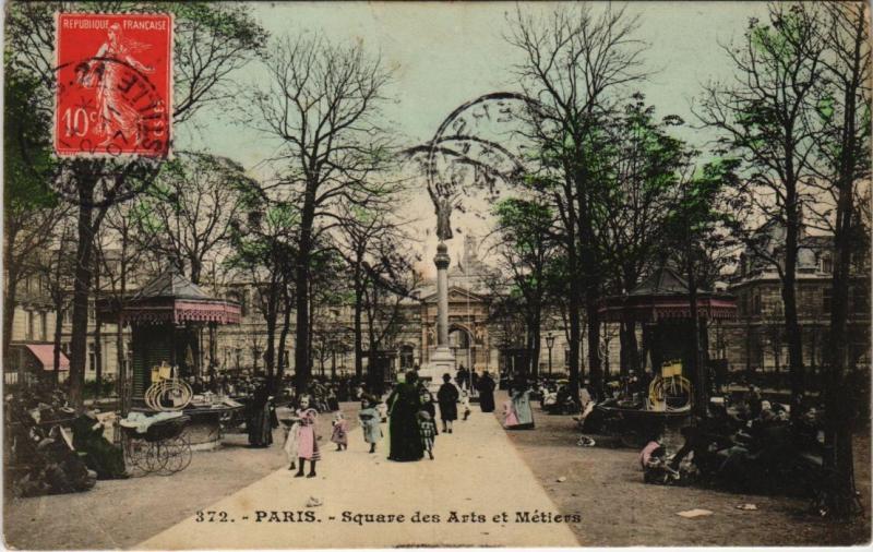 Carte postale ancienne Paris 3e - Square des Arts et Métiers à Paris 3e