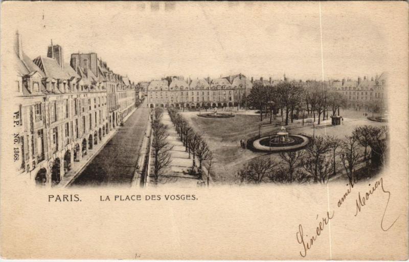 Carte postale ancienne Paris 4e - La Place des Vosges à Paris 4e