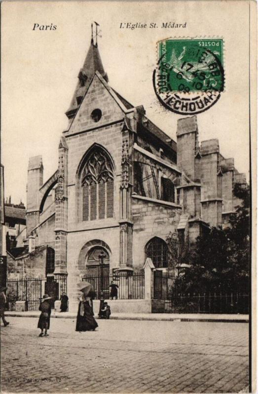 Carte postale ancienne Paris 5e - L'Eglise St. Médard à Paris 5e