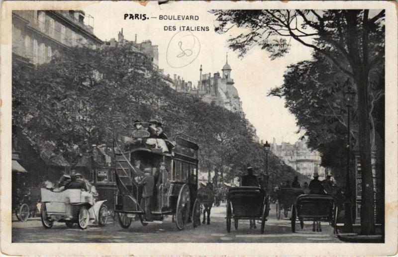 Carte postale ancienne Paris 2e - Le Boulevard des Italiens à Paris 2e