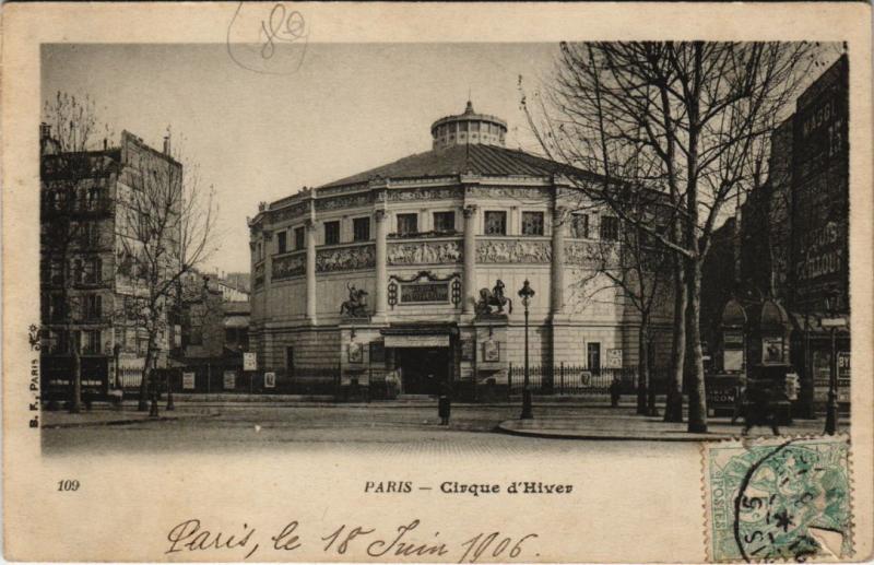 Carte postale ancienne Paris 12e - Cirque d'Hiver à Paris 12e
