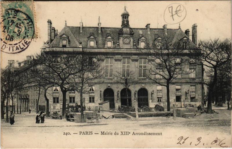 Carte postale ancienne Mairie du XIIIe à Paris 13e