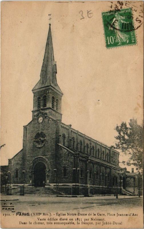 Carte postale ancienne Paris 13e - 1302. Eglise Notre-Dame de la Gare, Jeanne-d'Ar à Paris 13e