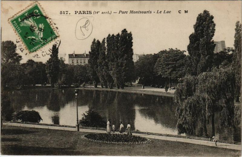 Carte postale ancienne Le Parc Montsouris - Le Lac à Paris 14e