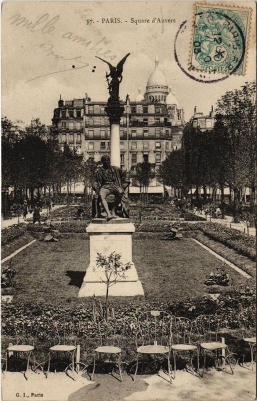 Carte postale ancienne Square d'Anvers à Paris 9e