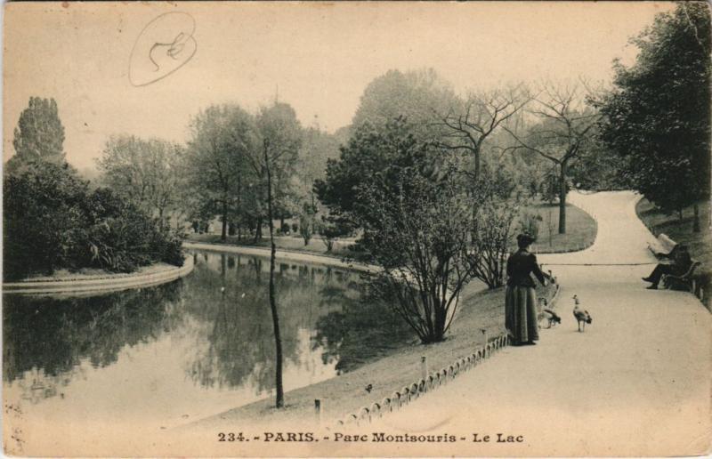 Carte postale ancienne Parc Montsouris - Le Lac à Paris 14e