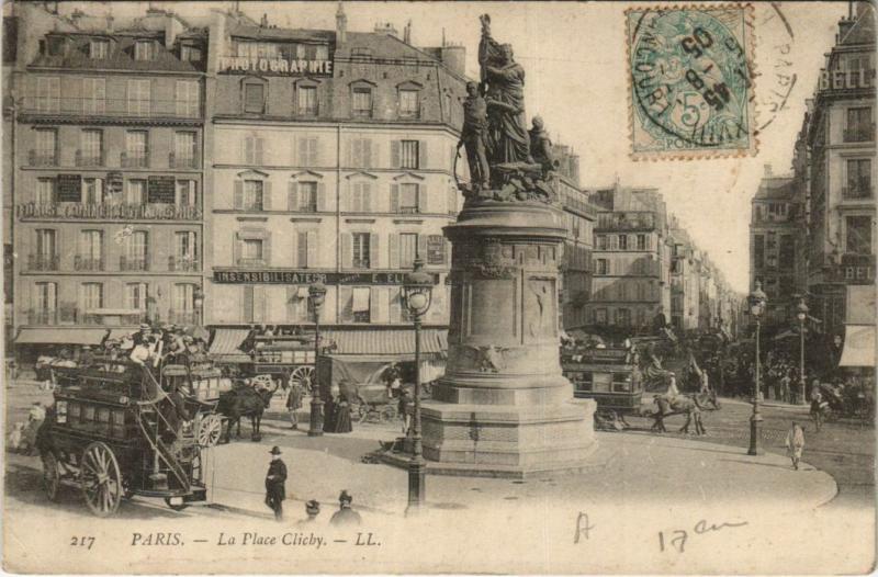 Carte postale ancienne Paris 17e Place Clichy