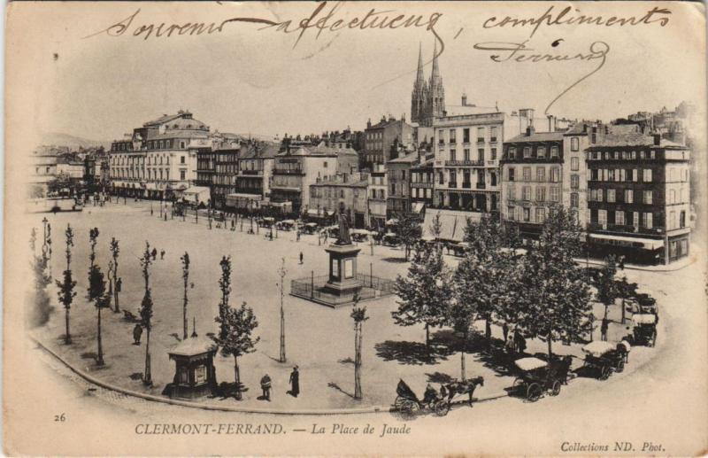 Carte postale ancienne Clermont Ferrand Place de Jaude à Clermont-Ferrand