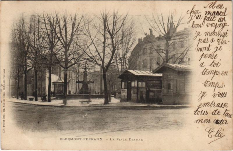 Carte postale ancienne Clermont Ferrand Place Delille à Clermont-Ferrand